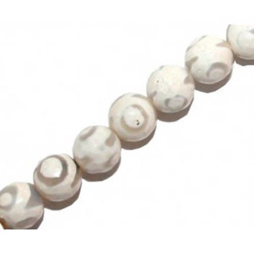 Perle agate biseauté blanche ronde 8 mm x 1 