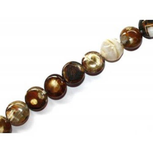 Perle agate marron palet 12 mm x 1 