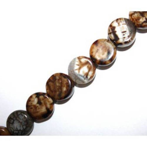 Perle agate marron palet 14x7 mm x 1 