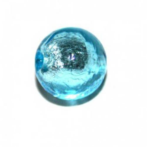 66e302 perle ronde verre 10 mm aquamarine x 6 