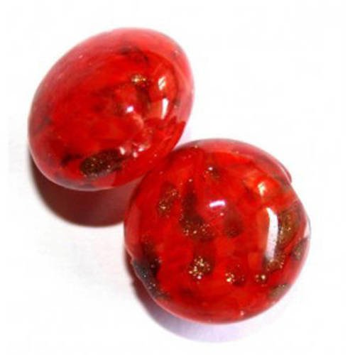  perle en verre bombée 16x10 mm rouge x 1 