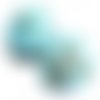  perle en verre bombée 16x10 mm bleue turquoise x 1 