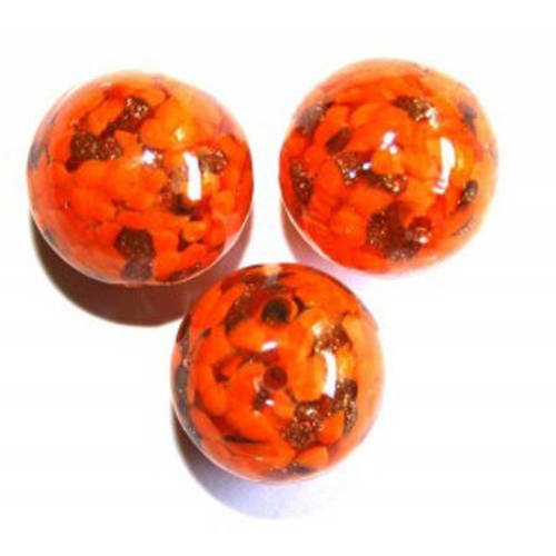 Perle en verre ronde 16 mm orange x 1 