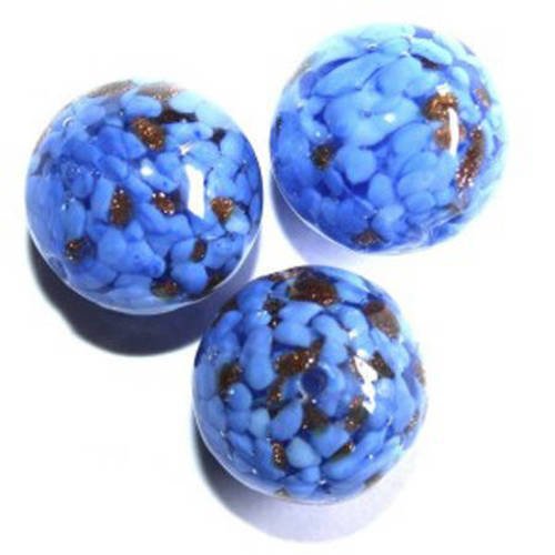 Perle en verre ronde 16 mm bleue x 1 