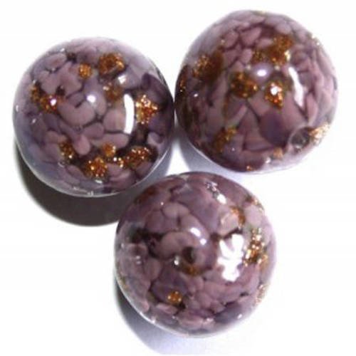  perle en verre ronde 16 mm violette x 1 