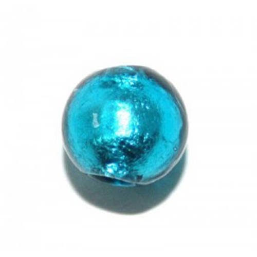 Perle ronde verre 10 mm blue zircon x 6 