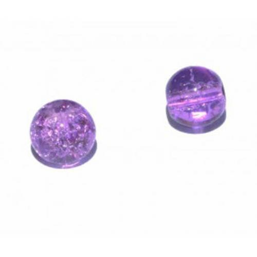 Perle en verre craquelé 8 mm x 5 violet 