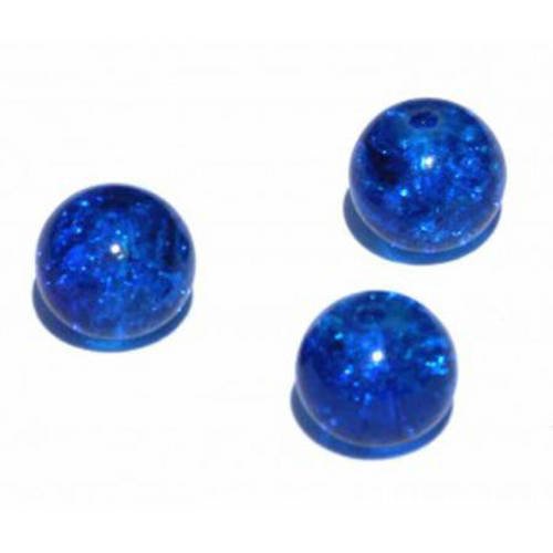Perle en verre craquelé 6mm x 10 bleu marine 