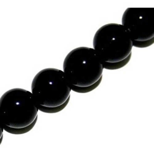 Perle ronde en onyx noir 12 mm x 2  