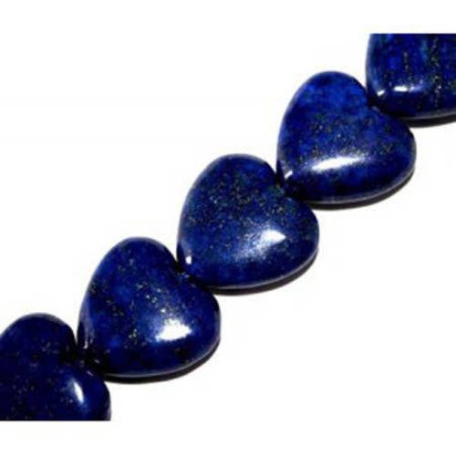 Perle cœur en lapis lazuli 18 mm x 1  
