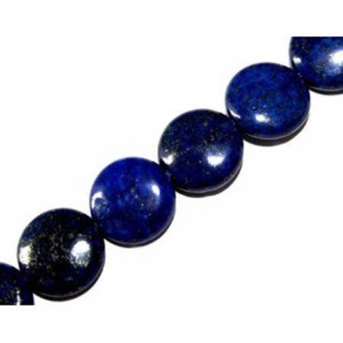  perle lapis lazuli rond plat 16 mm x 1 fil