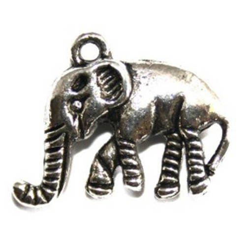  breloque éléphant 15 mm argenté vieilli x 2