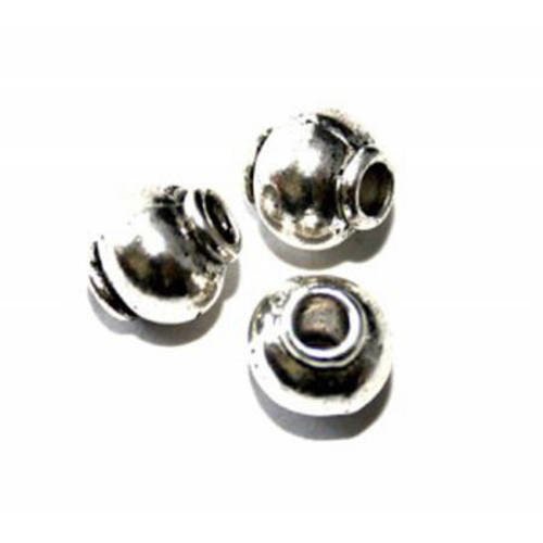  perle ronde métal avec bourrelet , 8mm argenté  x 3     