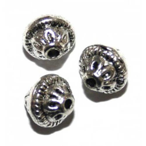  perle ronde en métal 7mm argenté vieilli x 3