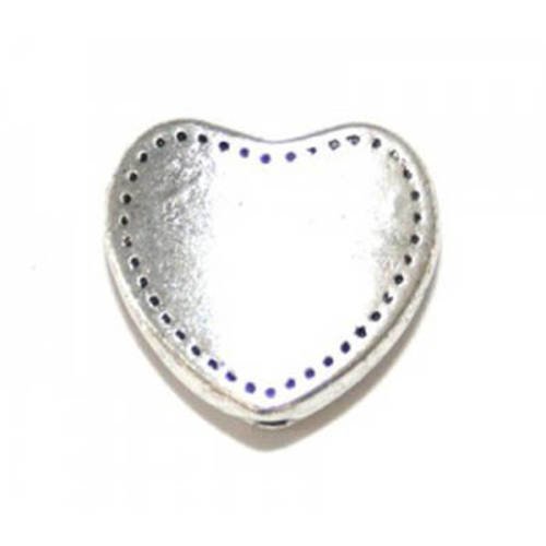 Perle cœur métal 10x12mm argenté vieilli x 4