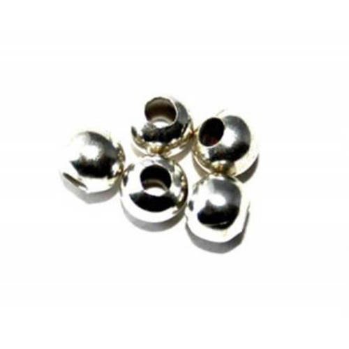  perle en métal ronde creuse legére 5 mm argenté  x 50   