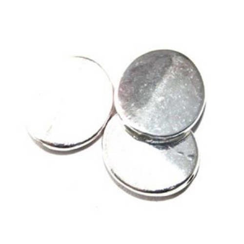 Perle en métal ronde plate 14 mm argenté x 4
