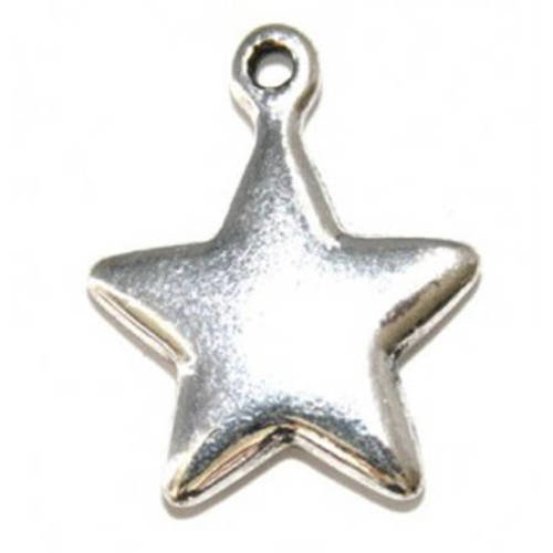  breloque en forme d' étoile 18mm argenté x 3 