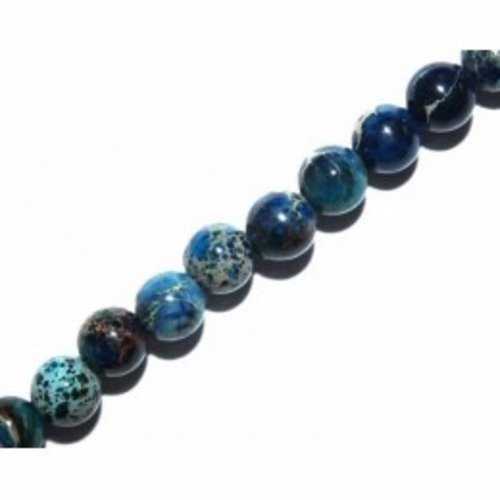 Perle jaspe impérial bleu 4 mm x 100 