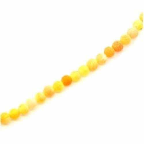 perle ronde agate givrée jaune orangé 4 mm x 1 fil
