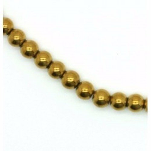 Perle hématite ronde jaune 4 mm x 1 fil 
