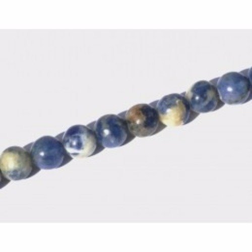 Perle sodalite ronde  bleue et blanche 6mm x 60 
