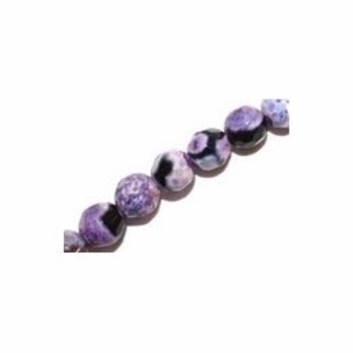 Perle agate violette biseauté ronde 6 mm x 1 fil 