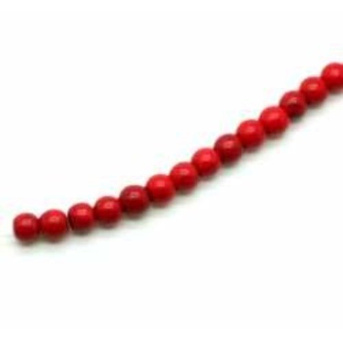 Perle ronde howlite  turquoise rouge 6 mm x 1 fil