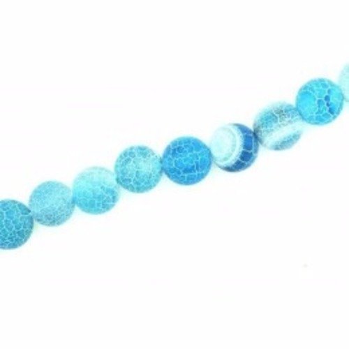 Perle ronde agate givrée bleu 8 mm x 50 