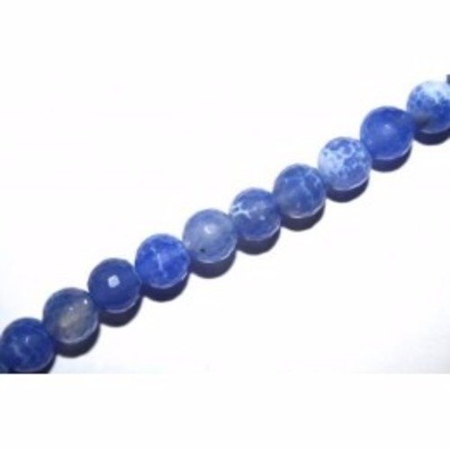 Perle agate biseauté bleue 8 mm x 1 fil