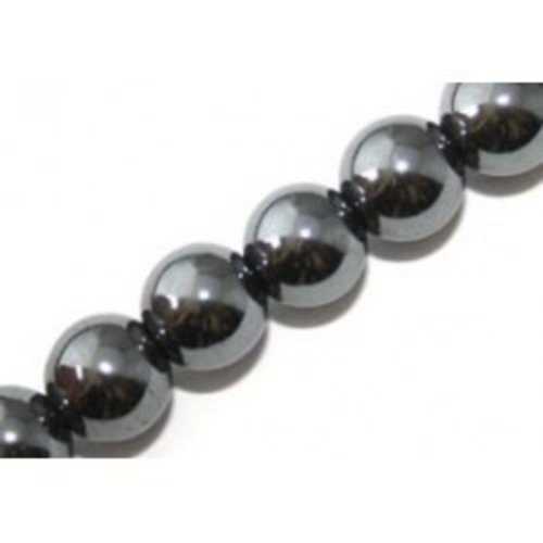 Perle hématite grise ronde 8 mm x 1 fil