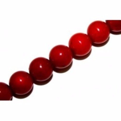 Perle gorgone rouge ronde 8 mm x 1 fil 