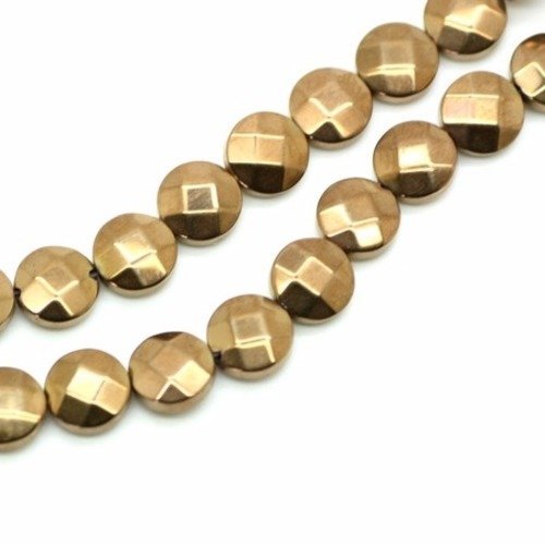  perle hématite palet doré vieilli 8x3 mm x 2