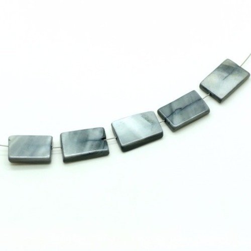 Coquillage rectangle plat 15x10 mm gris x 5