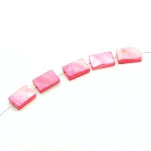 Coquillage rectangle plat 15x10 mm rose x 5