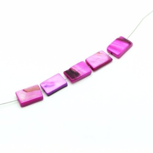 Coquillage rectangle plat 15x10 mm violet x 5