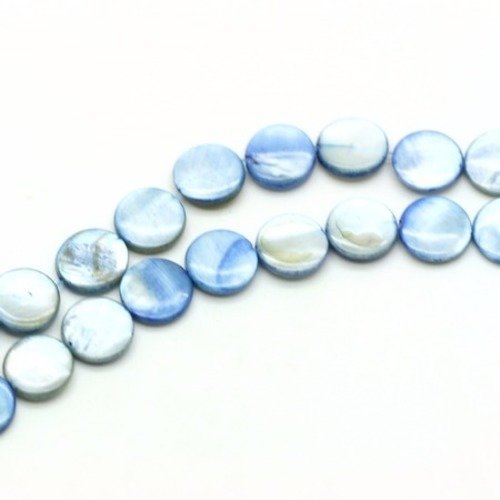 Perle palet de coquillage 10 mm bleue  x 10