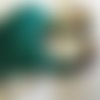 Collier sautoir pompon bleu vert turquoise bohème, perles bois marrons et beiges