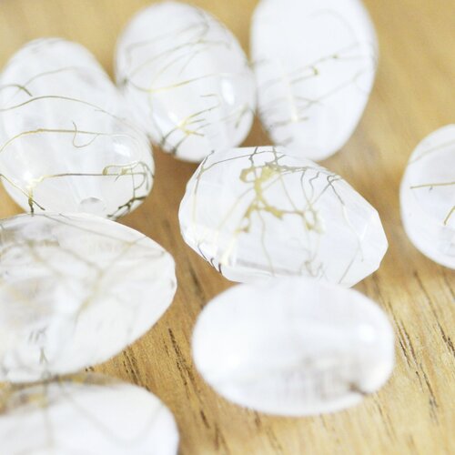 Perle acrylique transparent or, perle formes mélangées pour création bijoux, 13.5-27mm, lot de 10 g5367