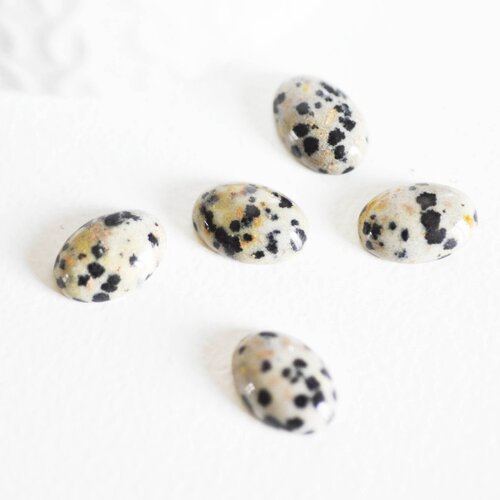 Cabochon ovale jaspe dalmatien,bijou pierre, cabochon ovale,jaspe naturel, jaspe taches,cabochon 10x14mm, pierre naturelle-g1568