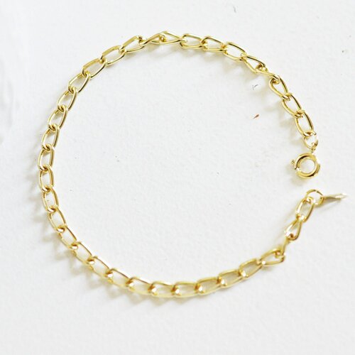 Bracelet gourmette maillons doré 16k,fermoir marin, bracelet grosse maille charm fabrication bijoux, bracelet,18cm,g1202