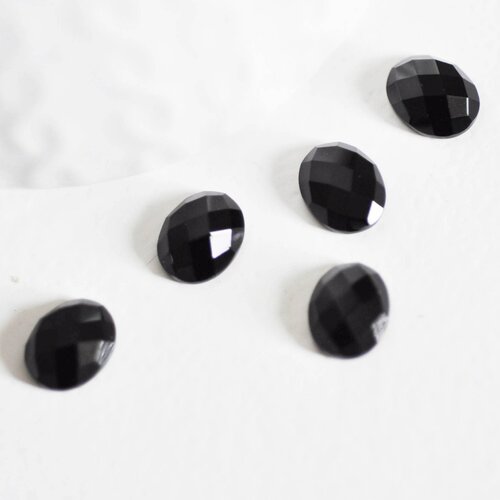 Cabochon ovale agate noire facetté, cabochon ovale,agate naturelle, cabochon pierre, pierre naturelle,10x8mm, pierre naturelle-g2277