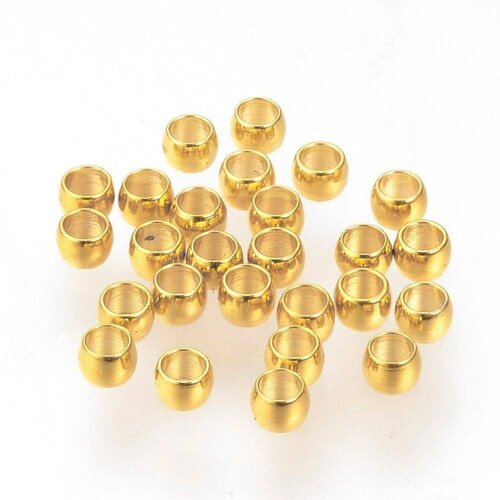 Perles à écraser acier doré, fournitures créatives, perles dorées, acier inoxydable,création bijoux, acier doré,les 100,1.5mm- g1180