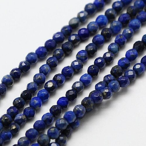 Perle lapis lazuli ronde, bijou pierre naturelle,lapis lazuli naturel, création bijoux, 2mm, le fil de 43cm, g3118