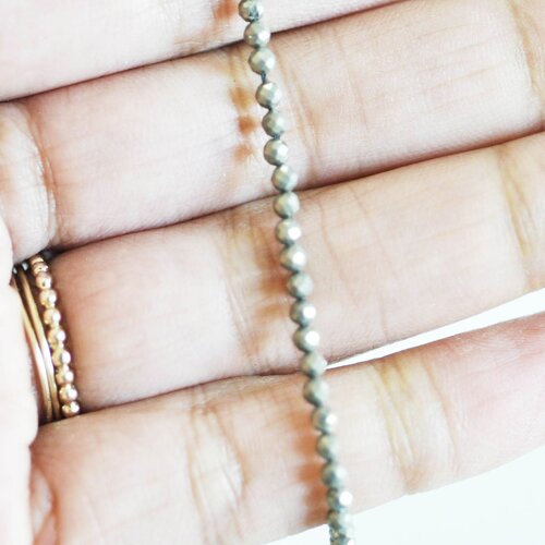 Perles pyrite facettée,perles pyrite, fabrication bijoux, pyrite naturelle,2mm,fil de 150 perles-g2094