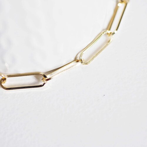 Chaine fer doré or pâle maille rectangle,chaine collier,création bijoux,chaine large,18x6mm,vendue au mètre-g1858