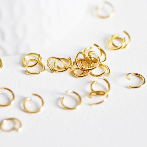 Anneaux ronds acier doré, fournitures acier,anneaux ouverts, fournitures dorées,sans nickel,anneaux dorés,apprêt doré, lot de 50, 8mm,g2981