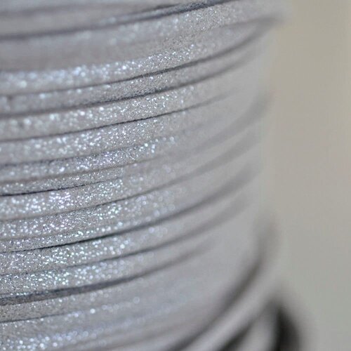 Cordon suédé argenté, cordon pour bijoux,cordon à paillettes, fourniture créative, largeur 0m4mm, longueur 1 mètre-g1646
