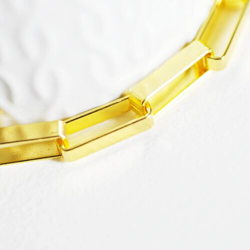 Chaine doré maille rectangle,chaine collier,création bijoux,chaine dorée,chaine large,19x7mm,vendue au mètre-g1788