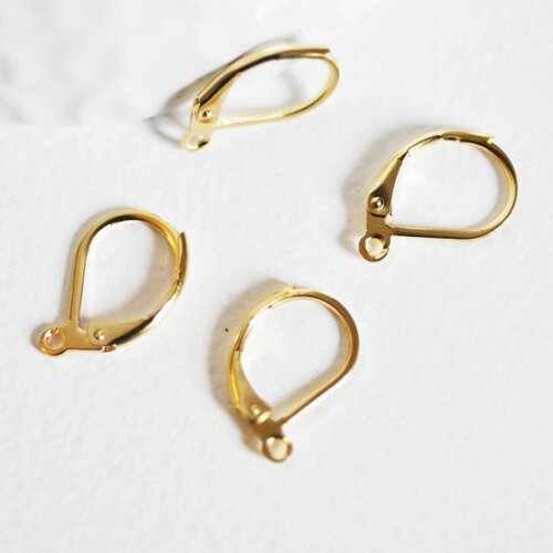 Support boucle dormeuse acier doré ovale,oreilles percées,création bijoux,boucle dorée,sans nickel, lot de 10, 15.5mm,g3099